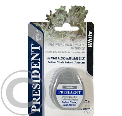 PresiDENT White dentální niť voskovaná čisté hedvábí 25m