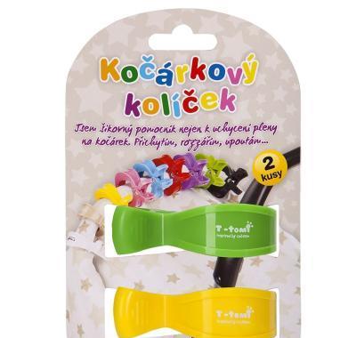 T-TOMI Kočárkový kolíček zelená   žlutá 2 kusy